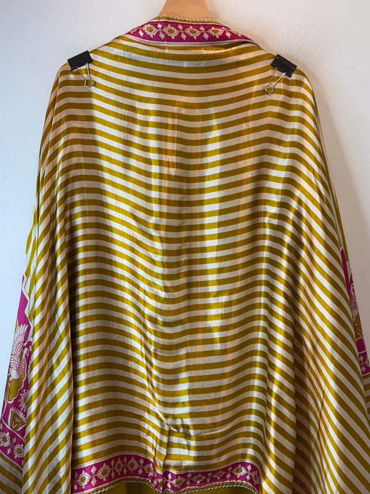 Aariz – Yellow Gazi Silk Stripe Handwork Suit DBPC503