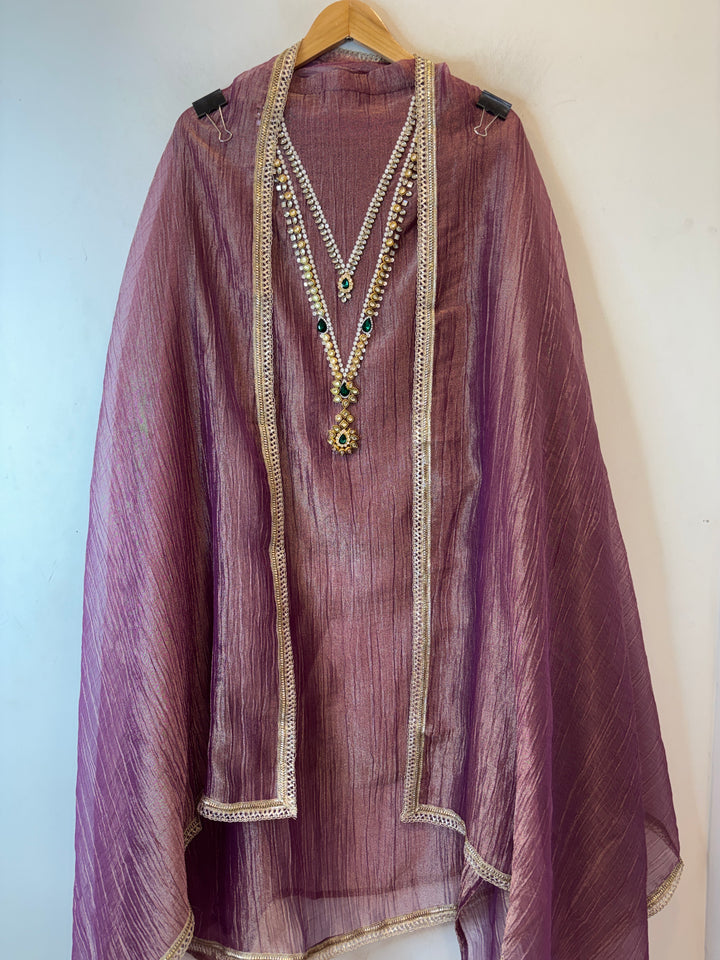 Aaradhya – Crush Tissue Kundan Pearl Suit DBPUU01