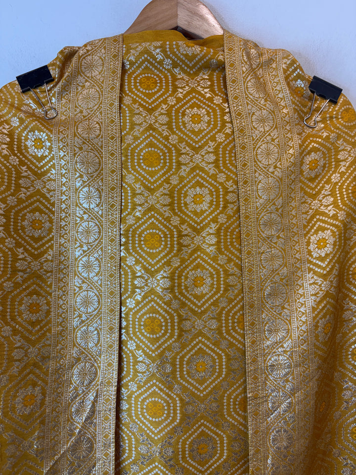 Zara – Mustard Yellow Dola Silk Banarasi Woven Ensemble