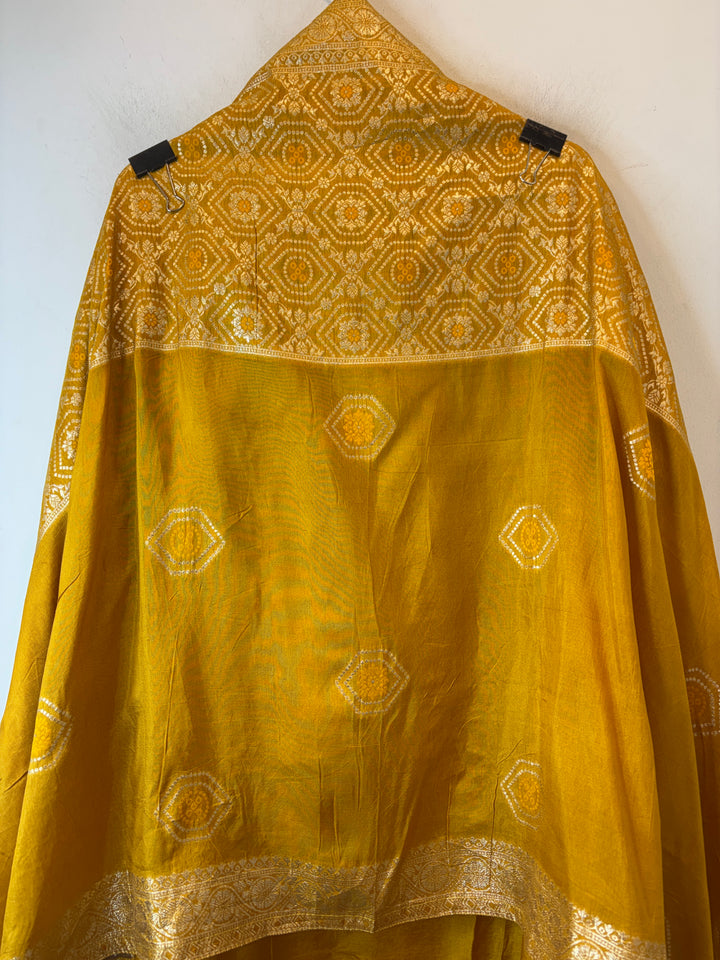 Zara – Mustard Yellow Dola Silk Banarasi Woven Ensemble