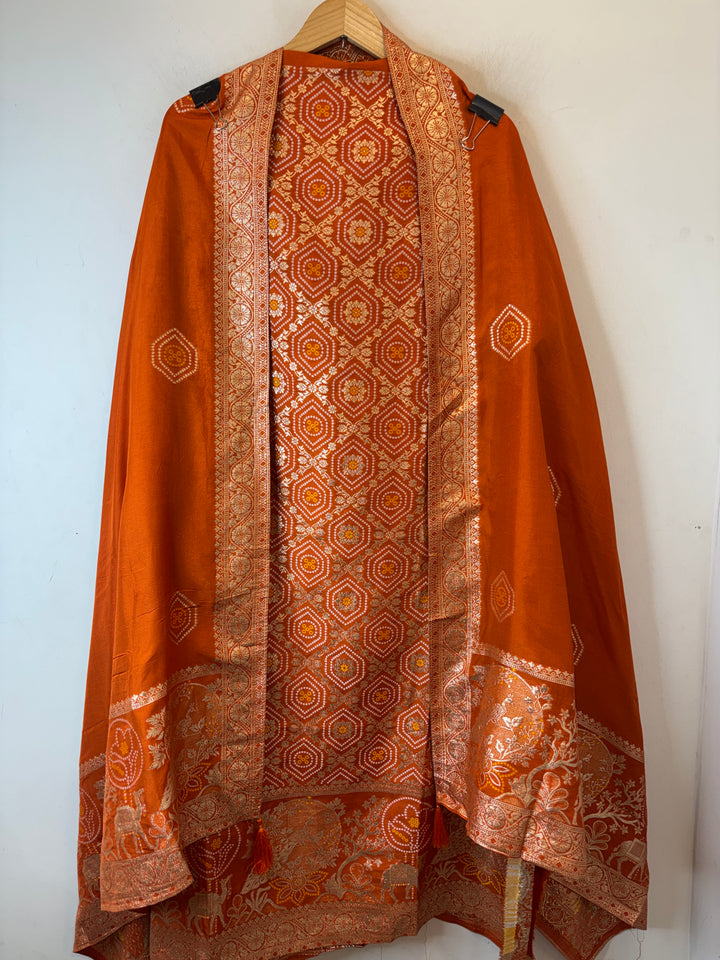 Zara – Orange Dola Silk Banarasi Woven Ensemble