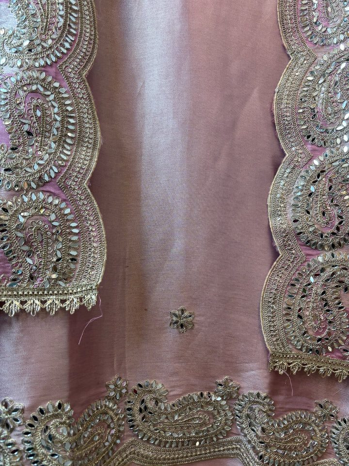 Inaya – Dusty Rose Pink Giraffe Tissue Mirror Cutwork Ensemble