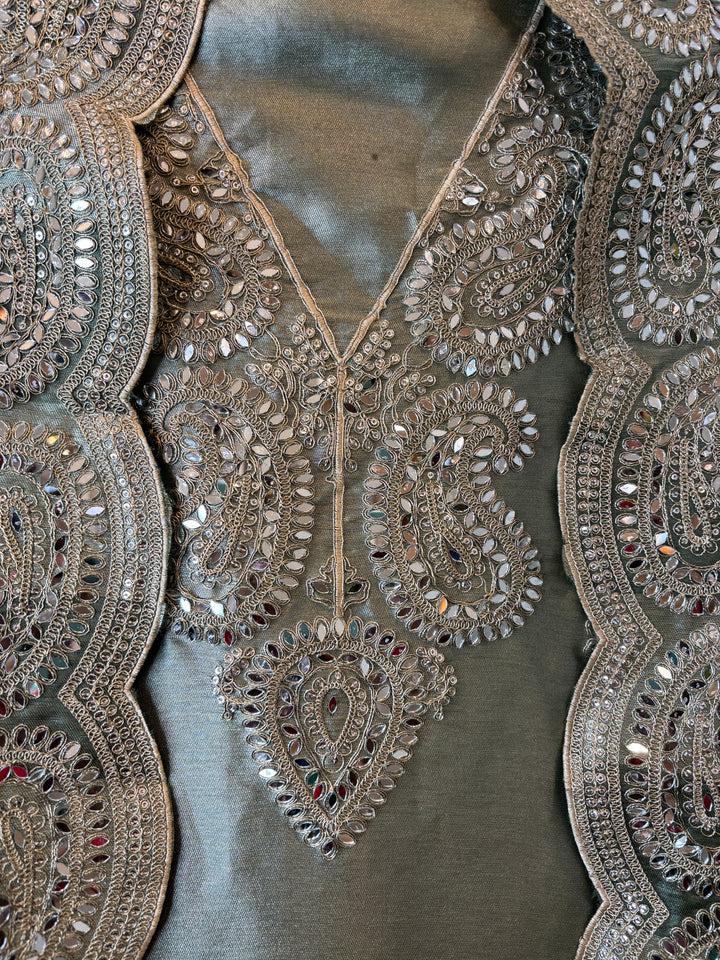 Inaya – Sage Green Giraffe Tissue Mirror Cutwork Ensemble