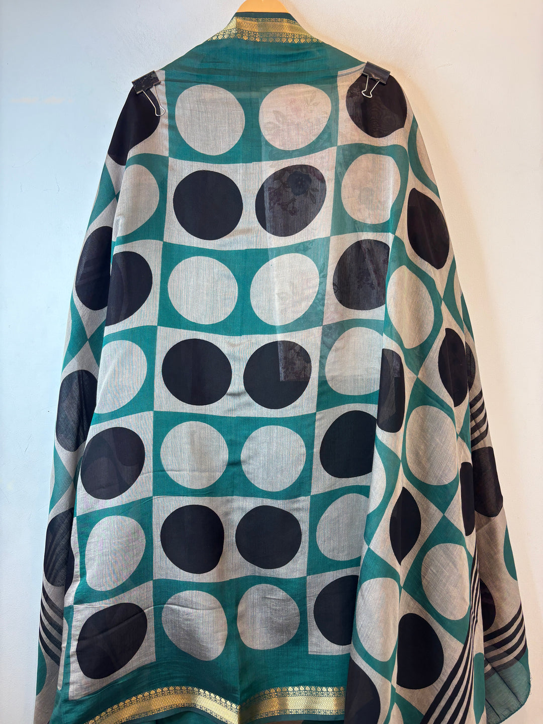 Mahira – Teal Green Maheshwari Polka Dot Suit