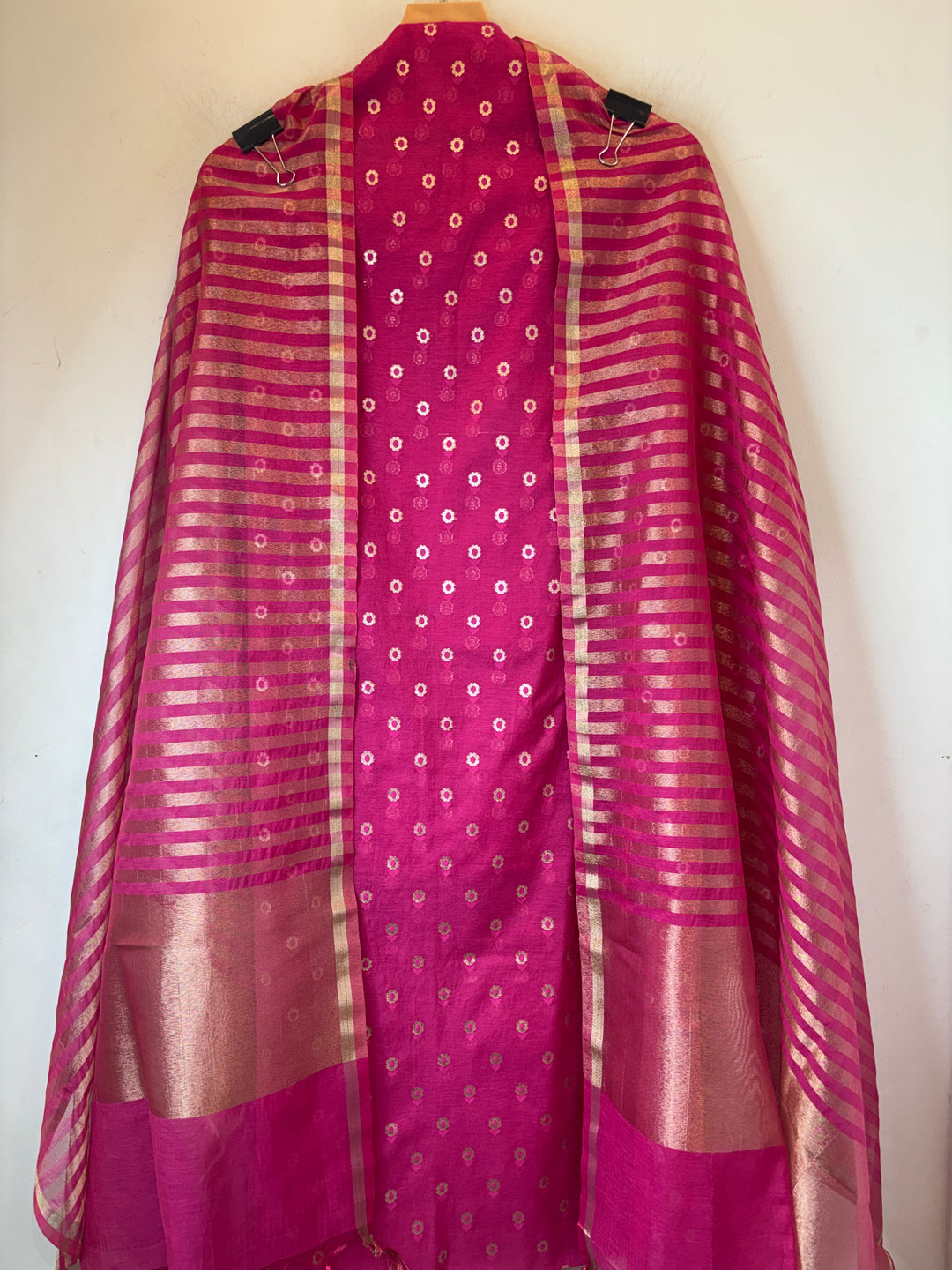 Aanya – Pink Pure Mul Chanderi Zari Woven Unstitched Suit