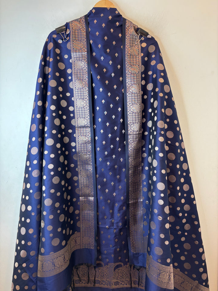Saira – Blue Dark Emerald Green Banarasi Silk Zari Woven Ensemble DBPVX02