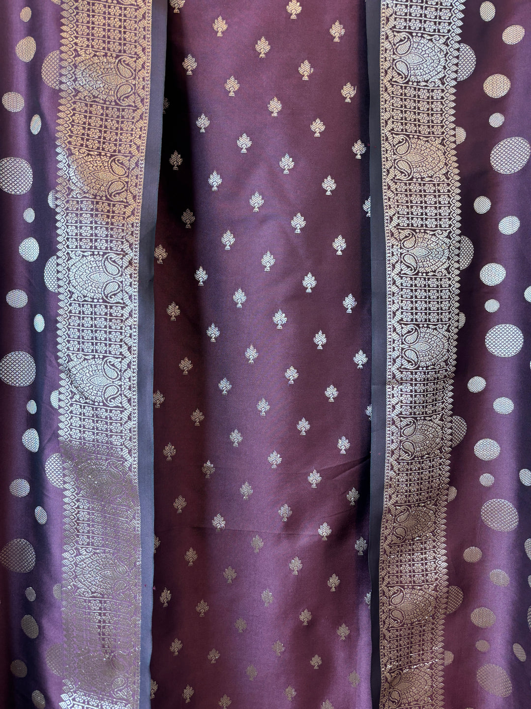 Saira –  Wine Banarasi Silk Zari Woven Ensemble DBPVX04
