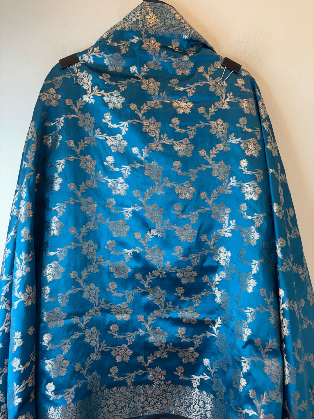 Ishita – Teal Blue Banarasi Silk Woven Booties &amp; Jaal Suit