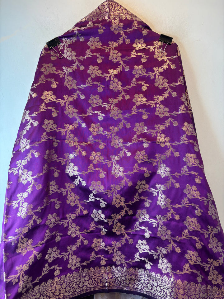 Ishita – Deep purple Banarasi Silk Woven Booties &amp; Jaal Suit