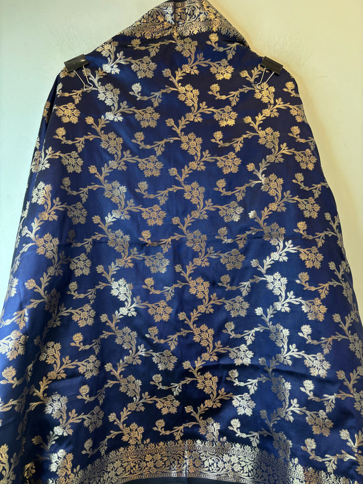 Ishita – Deep Royal Blue Banarasi Silk Woven Booties &amp; Jaal Suit