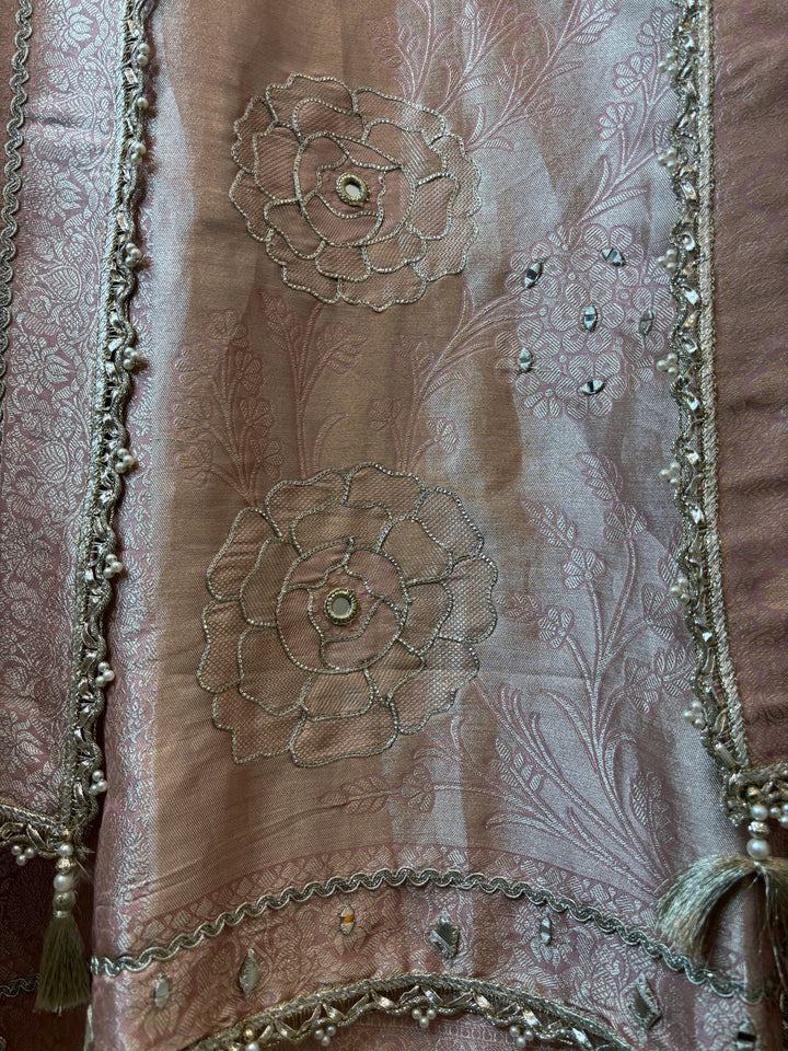 Zehra – Dusty Rose Giraffe Silk Ombre Mirror Stone Ensemble
