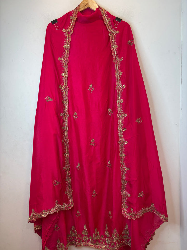 Amara – Pink Silk Organza Zardozi Dabka Ensemble DBPIN102