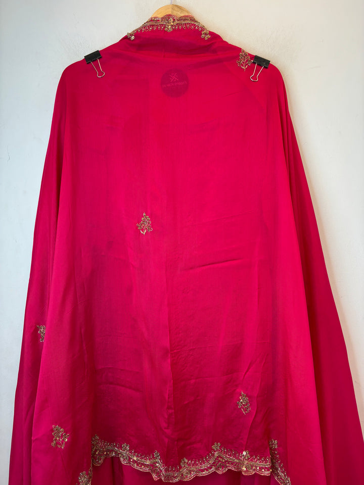 Amara – Pink Silk Organza Zardozi Dabka Ensemble DBPIN102