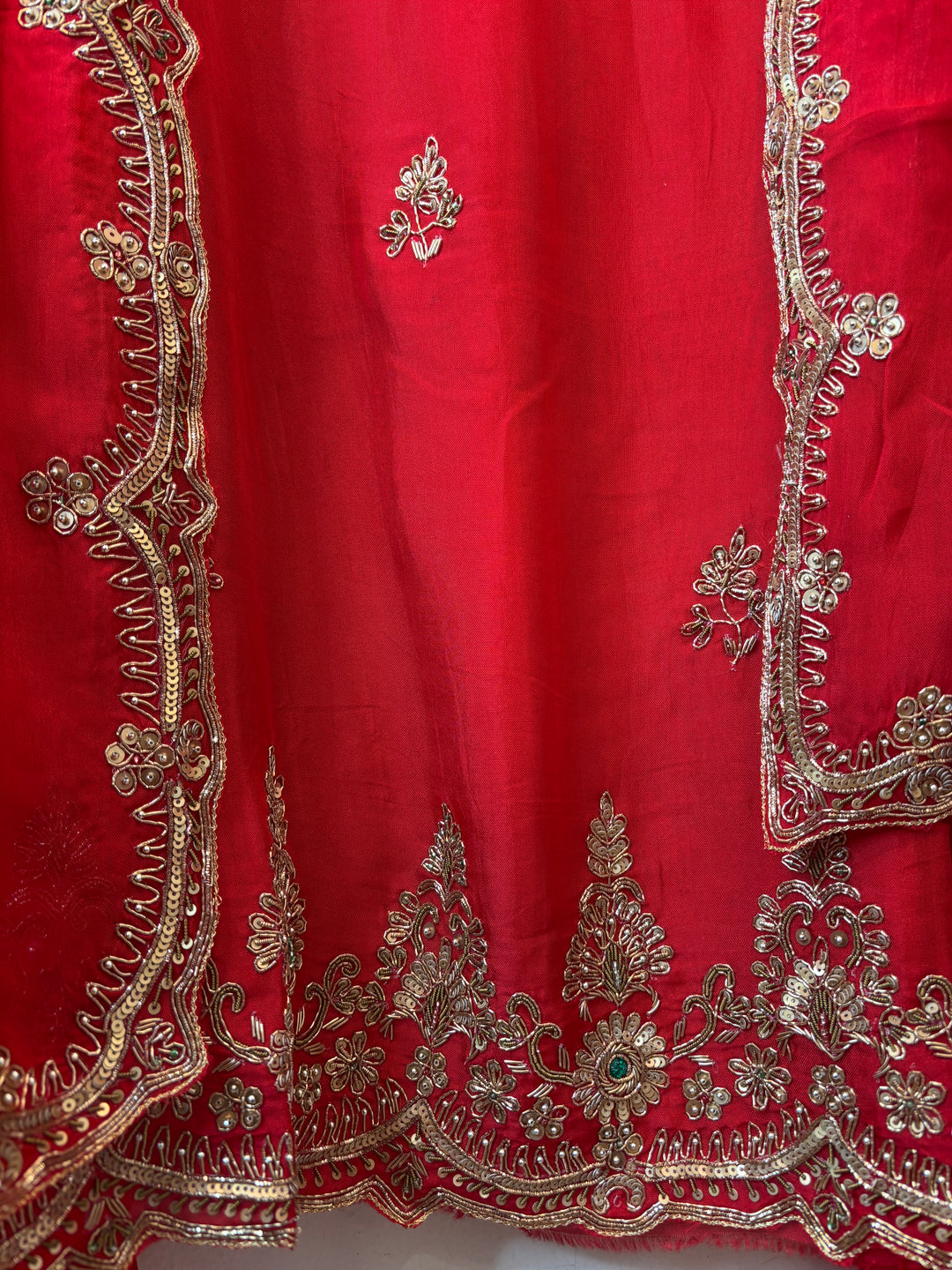 Amara – Red Silk Organza Zardozi Dabka Ensemble DBPIN103