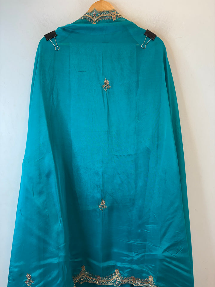Amara – Blue Silk Organza Zardozi Dabka Ensemble DBPIN104