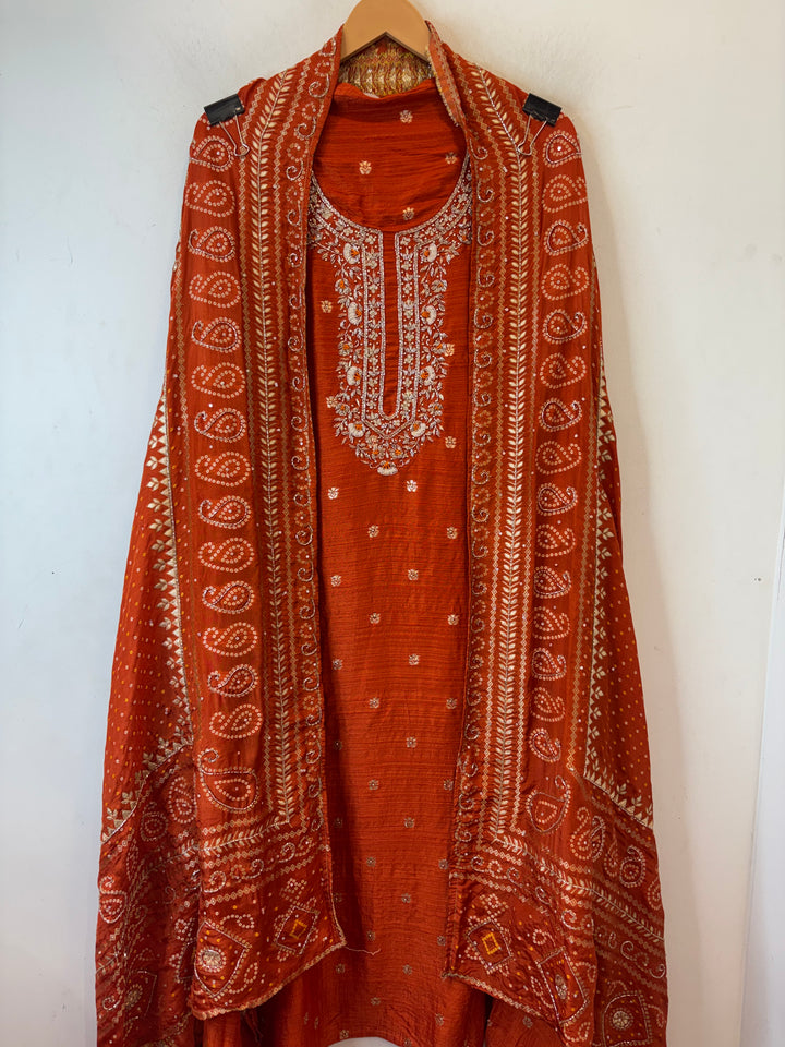 Raw Silk Cut Dana Dabka Handwork Ensemble DBPBK05