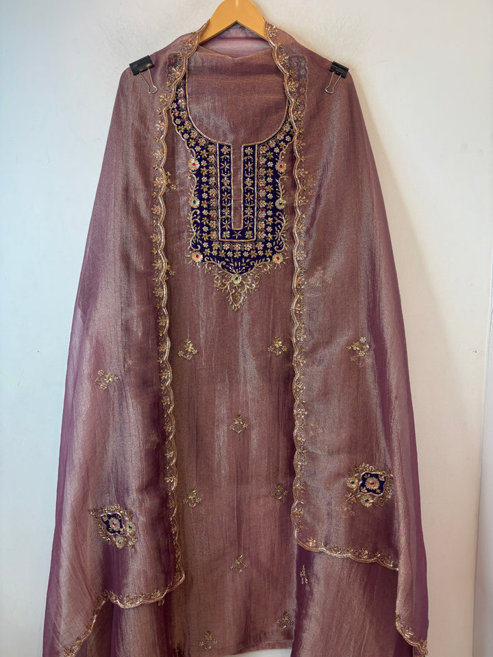 Ruhani – Crush Tissue Cutdana Dabka Pearl Ensemble DBPTN02
