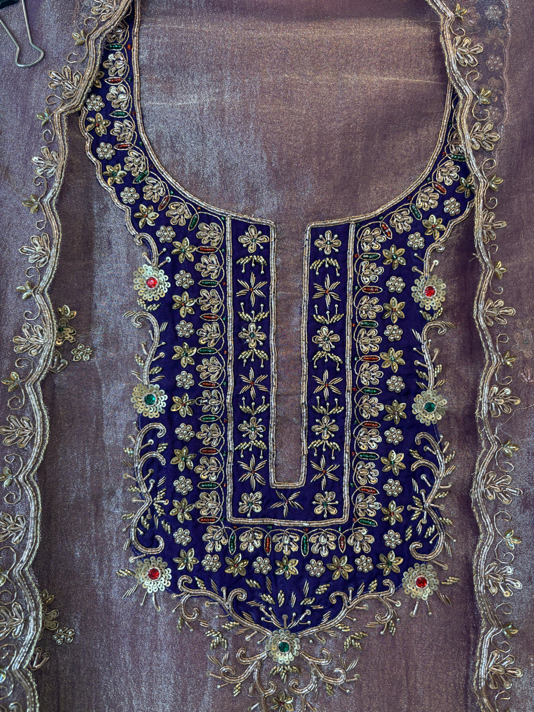 Ruhani – Crush Tissue Cutdana Dabka Pearl Ensemble DBPTN02