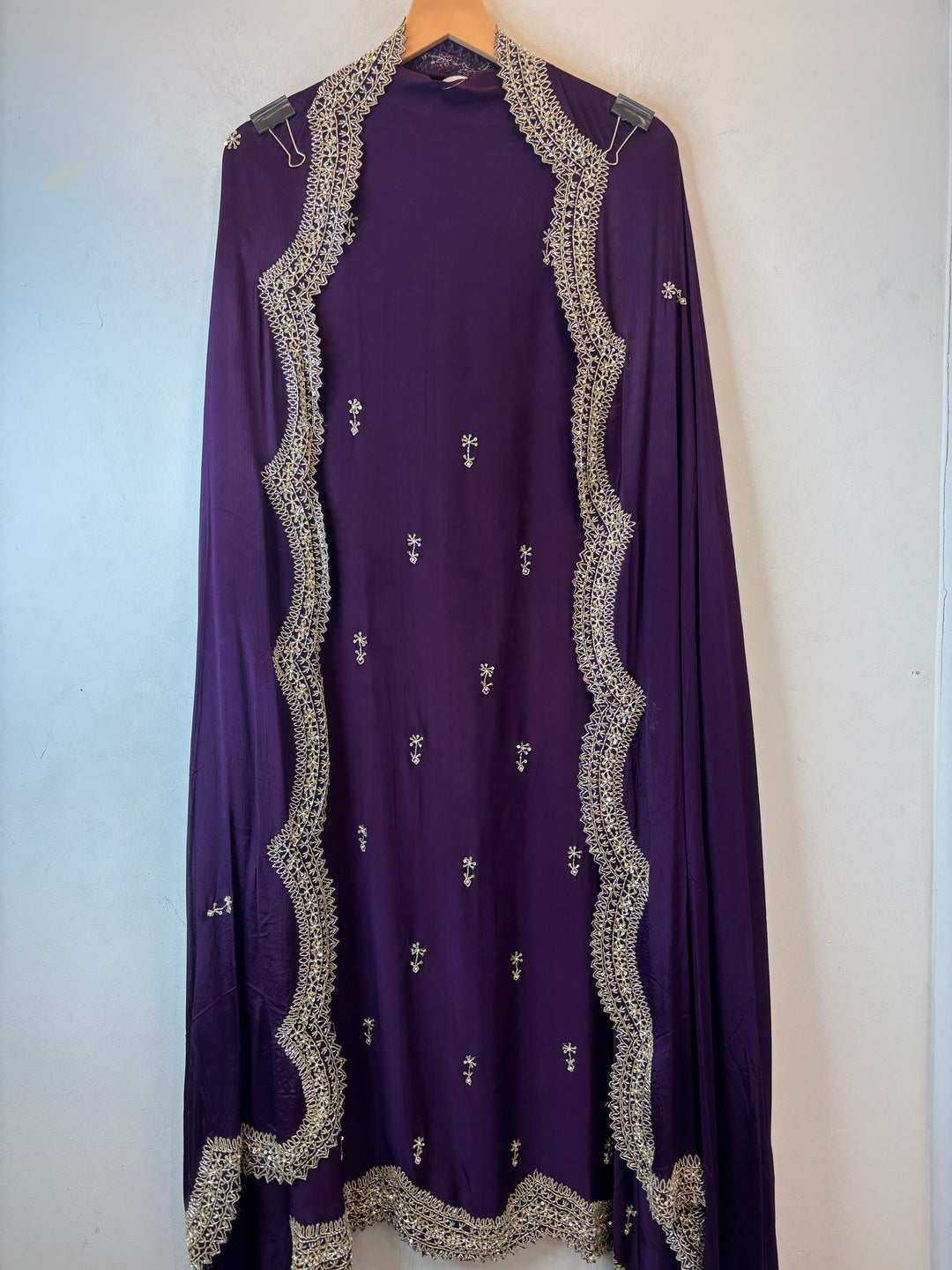 Ameera – Purple Pure Crepe Cutdana Pearl Ensemble