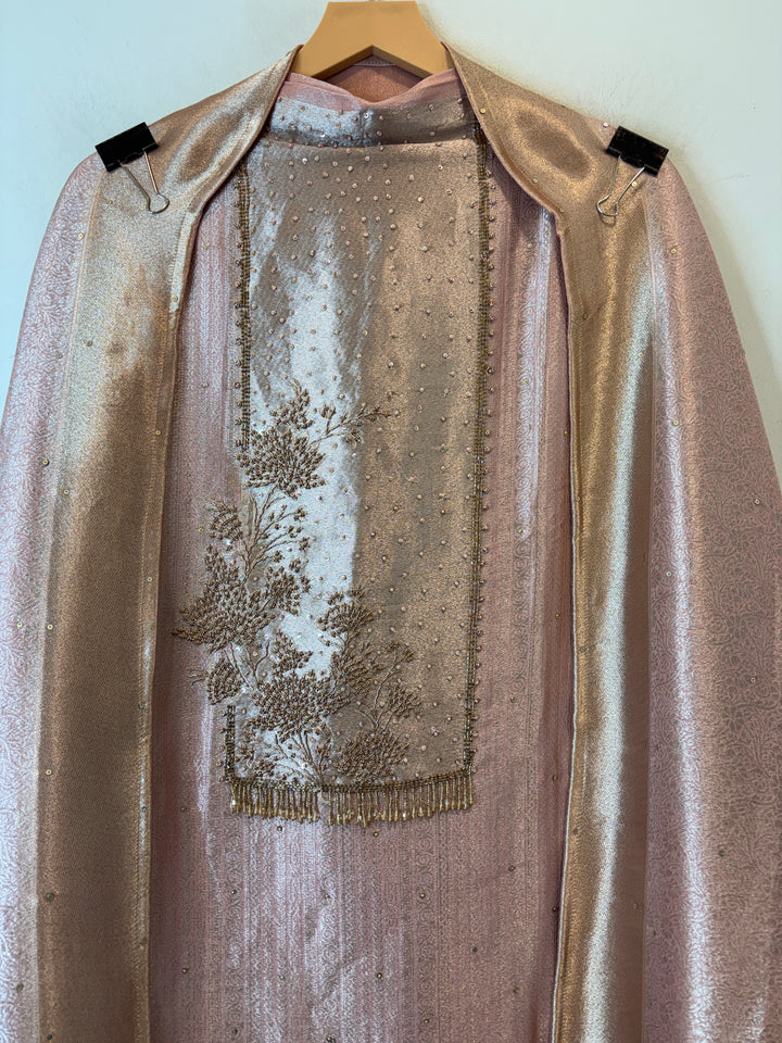 Aarohi – Tissue Brocade Cutdana Pearl Ensemble DBPKV01
