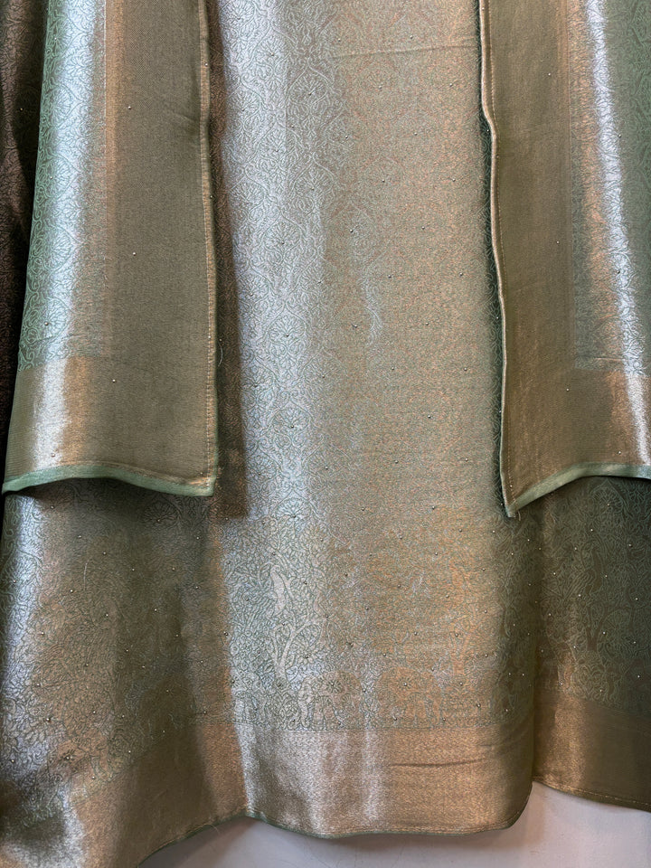 Inara – Green Tissue Brocade Dabka Pearl Handwork Ensemble DBPHM01