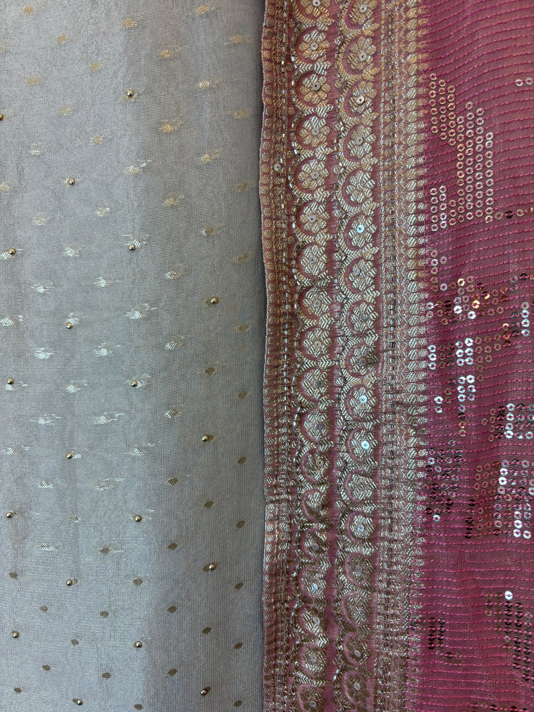 Aaliya – Ivory with Pink Tissue Banarasi Beaded Embellished Ensemble