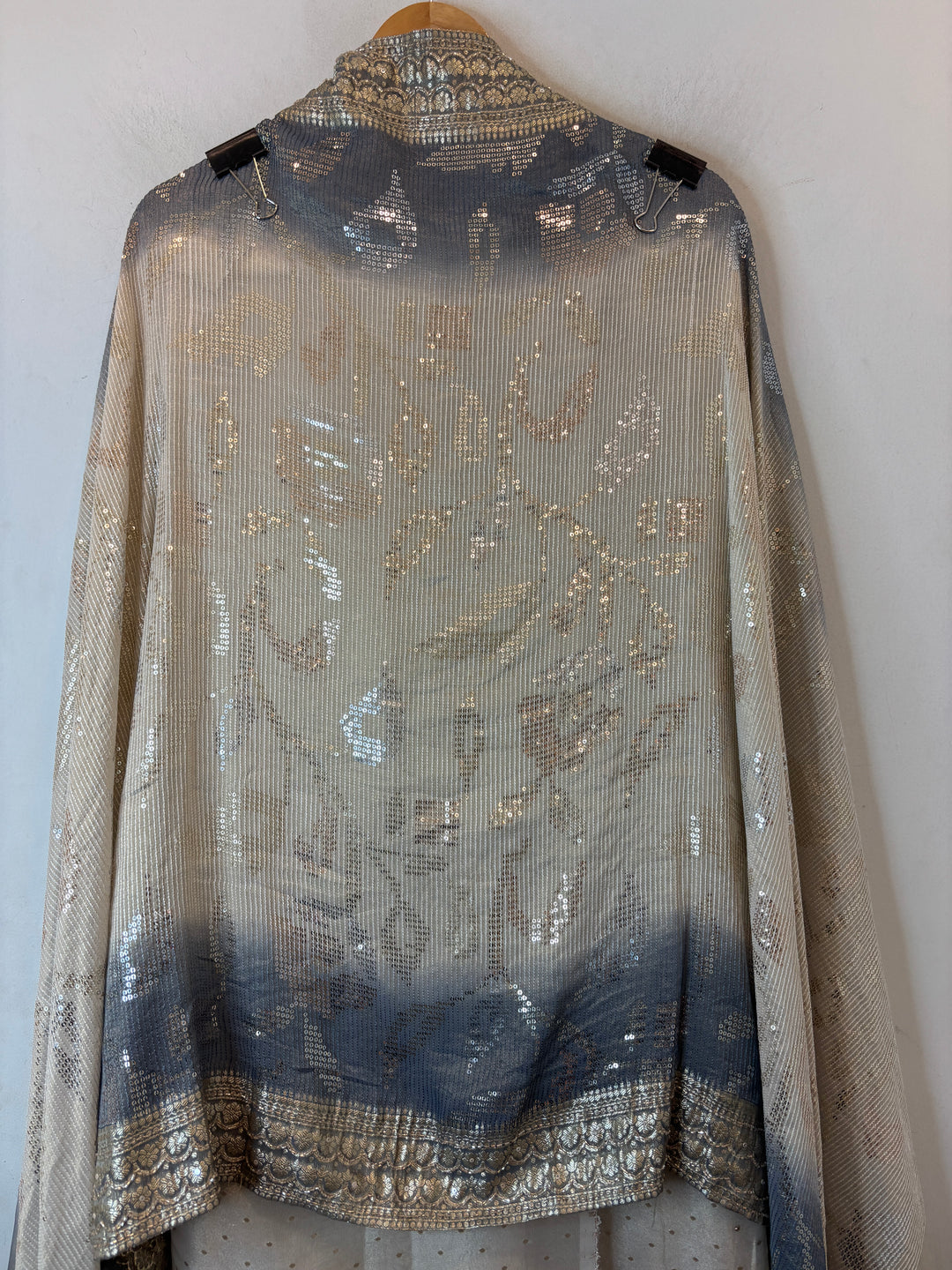 Aaliya – Ivory with Blue Tissue Banarasi Beaded Embellished Ensemble