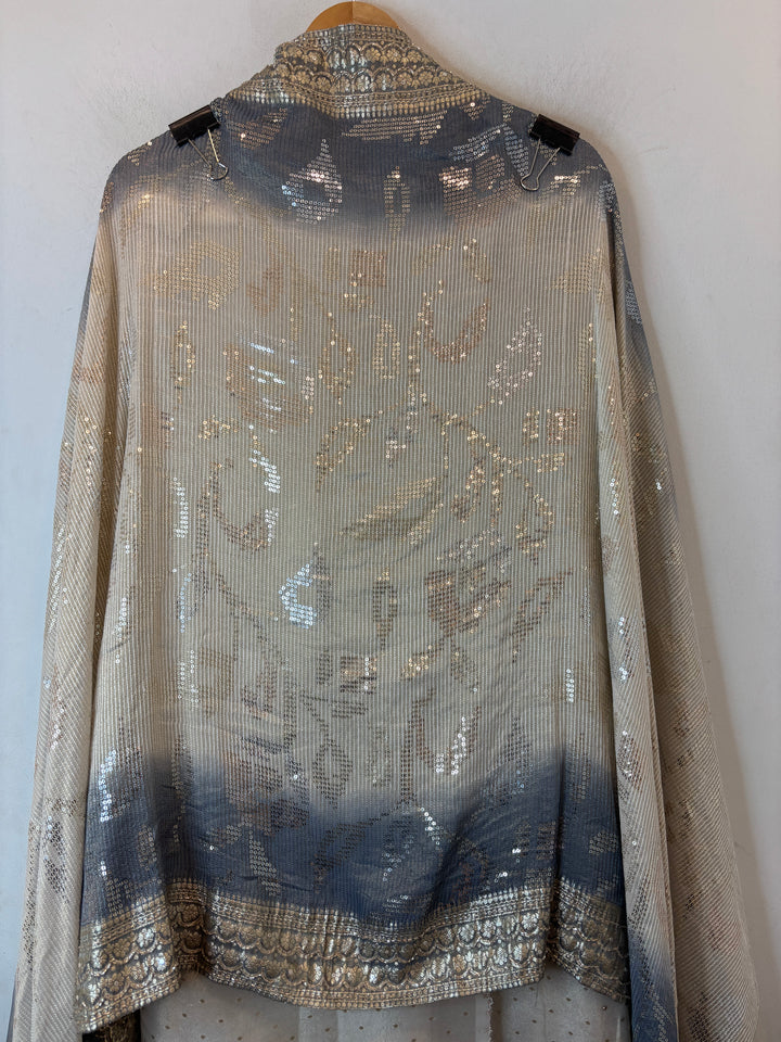 Aaliya – Ivory with Blue Tissue Banarasi Beaded Embellished Ensemble