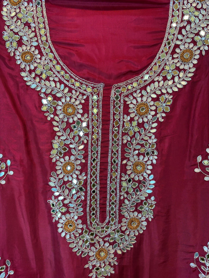 Mahira – Red Silk Cutdana Dabka Mirror Ensemble