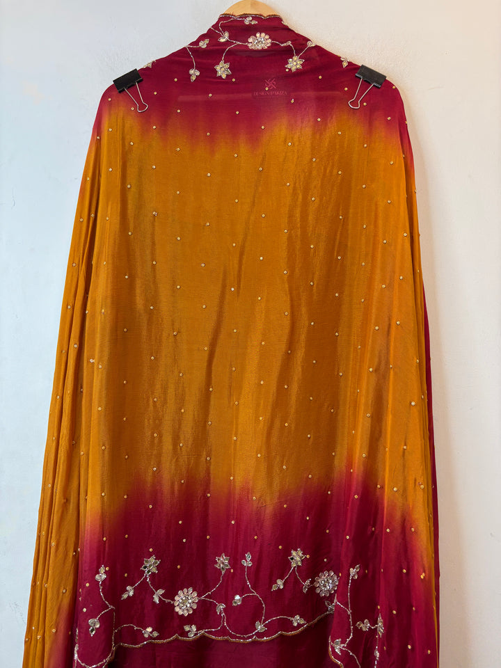 Mahira – Red Silk Cutdana Dabka Mirror Ensemble