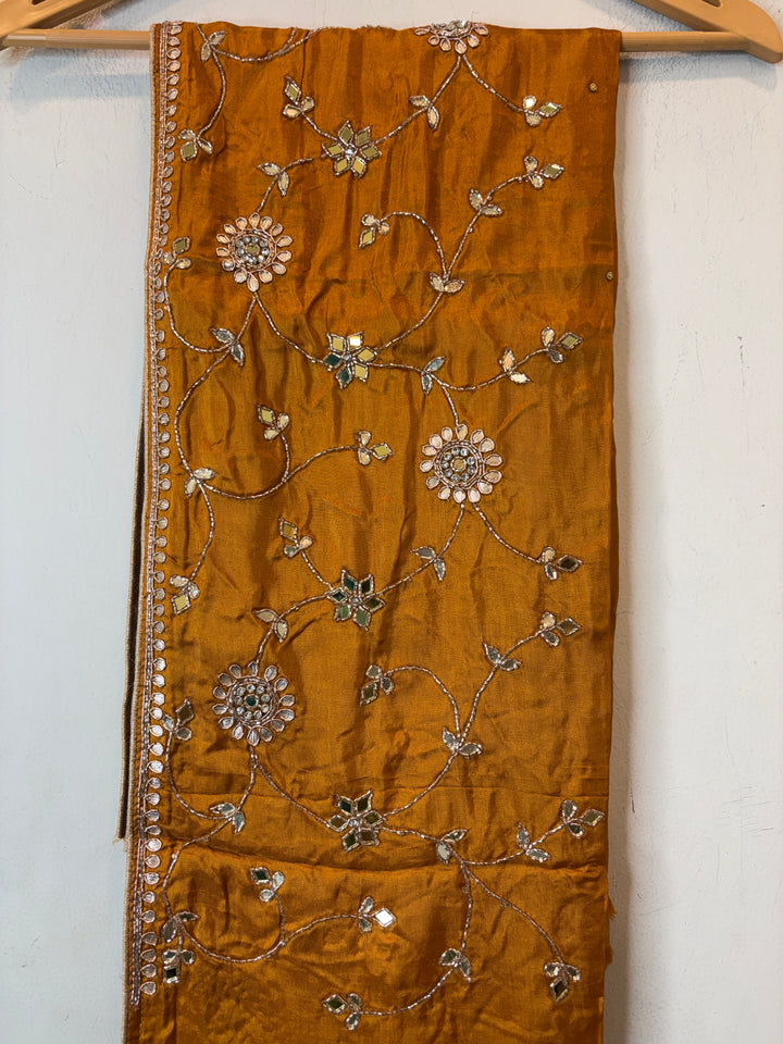 Mahira – Mustard Yellow Silk Cutdana Dabka Mirror Ensemble