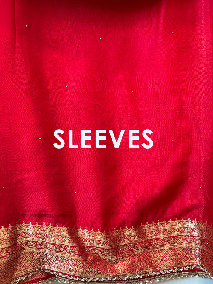 Mahira – Red Silk Dabka Cutdana Anti-Gold Ensemble