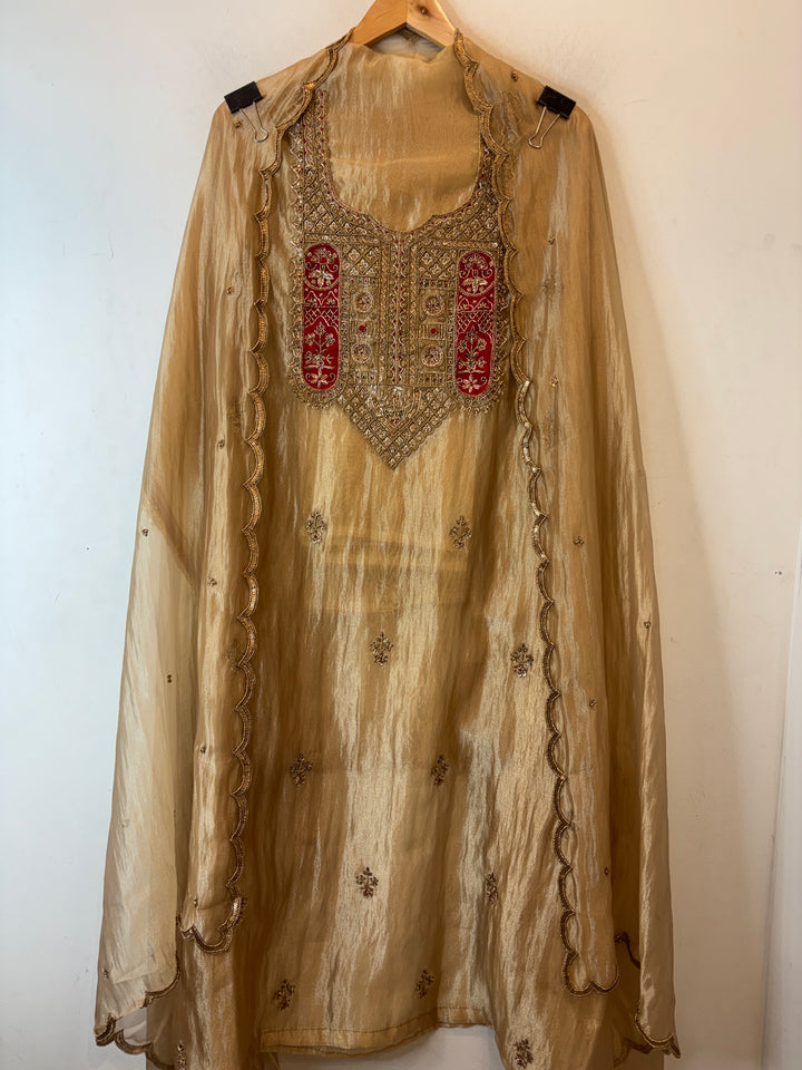 Amara – Gold Crush Tissue Anti-Gold Zardozi Ensemble