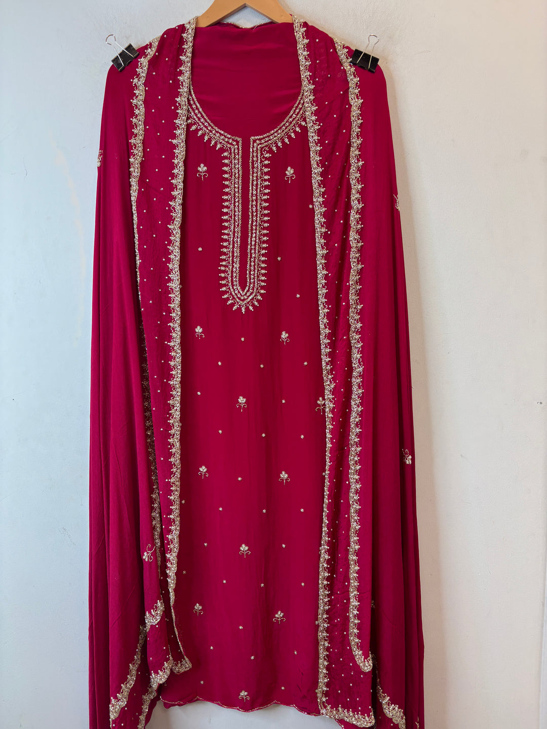 Ameera – Pink Crepe Cutdana Pearl Handwork Ensemble