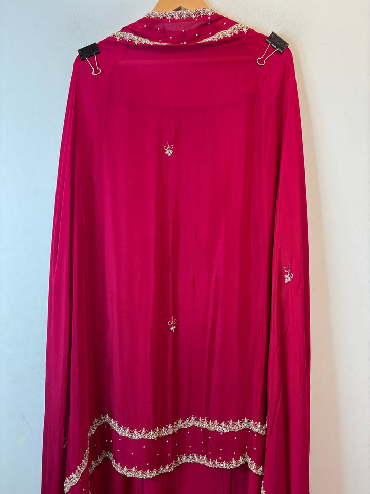 Ameera – Pink Crepe Cutdana Pearl Handwork Ensemble