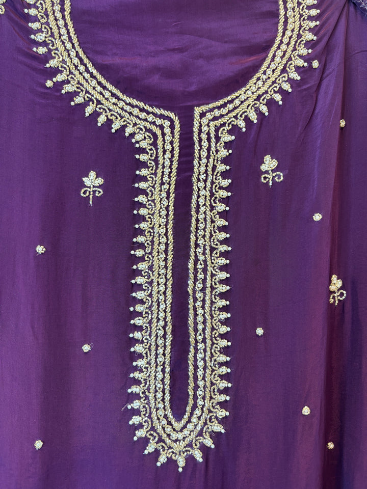 Ameera – Purple Crepe Cutdana Pearl Handwork Ensemble
