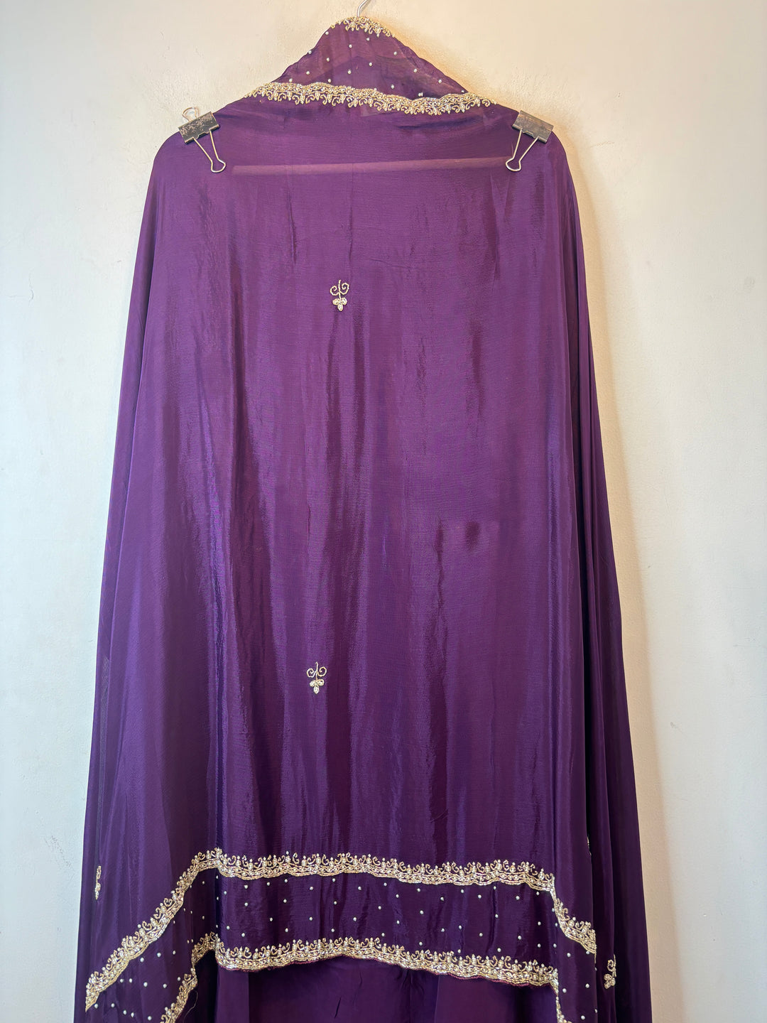 Ameera – Purple Crepe Cutdana Pearl Handwork Ensemble