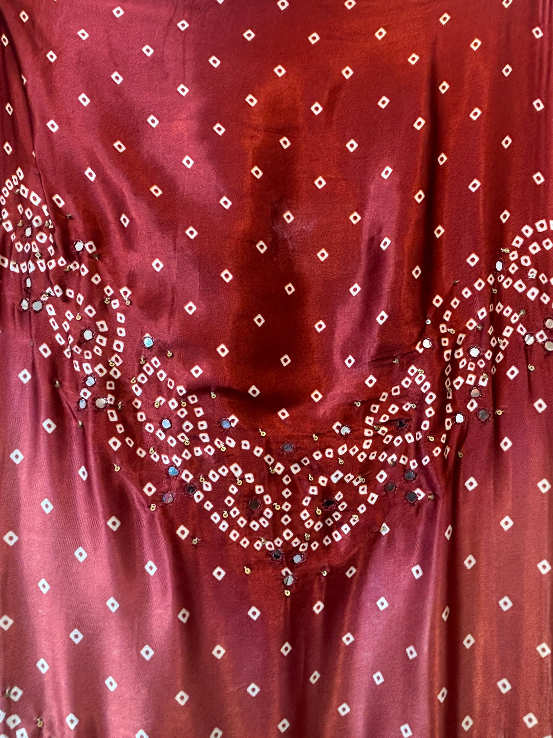 Meher – Rust with Black Gazi Silk Bandhani Foil Mirror Ensemble DBPMP04