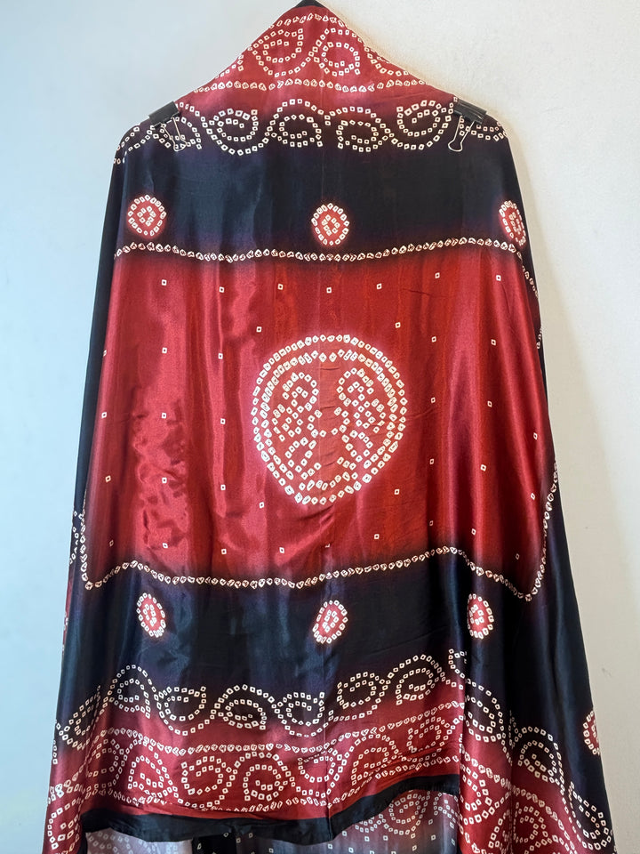 Meher – Rust with Black Gazi Silk Bandhani Foil Mirror Ensemble DBPMP04