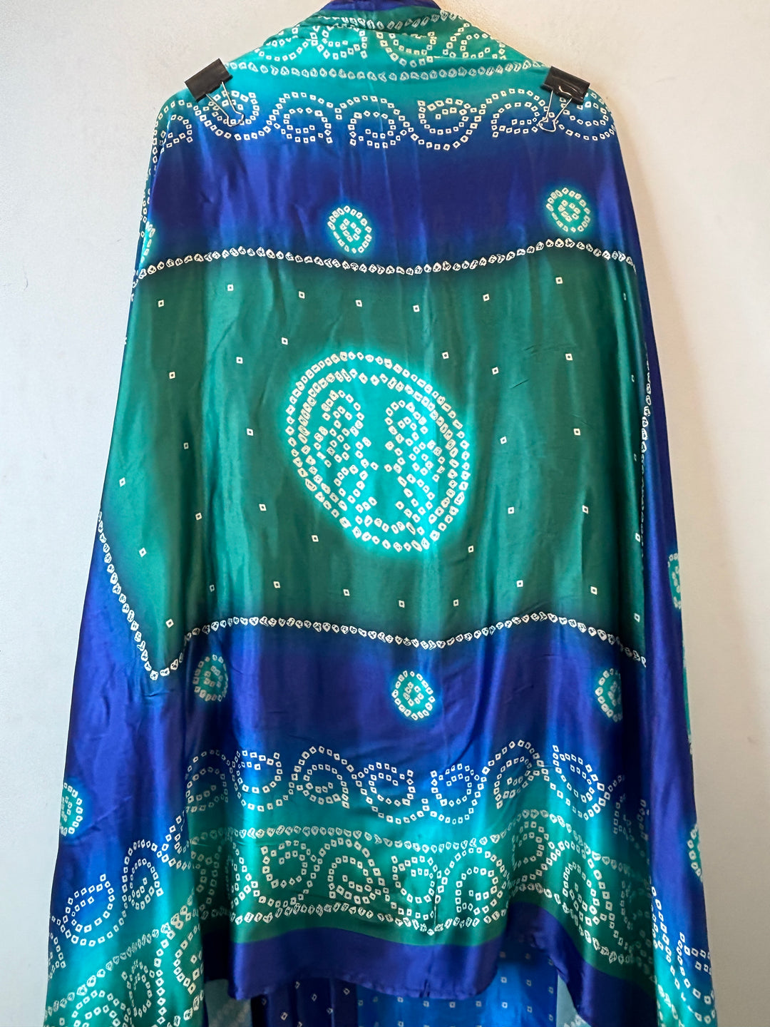 Meher – Blue  with Green Gazi Silk Bandhani Foil Mirror Ensemble DBPMP03