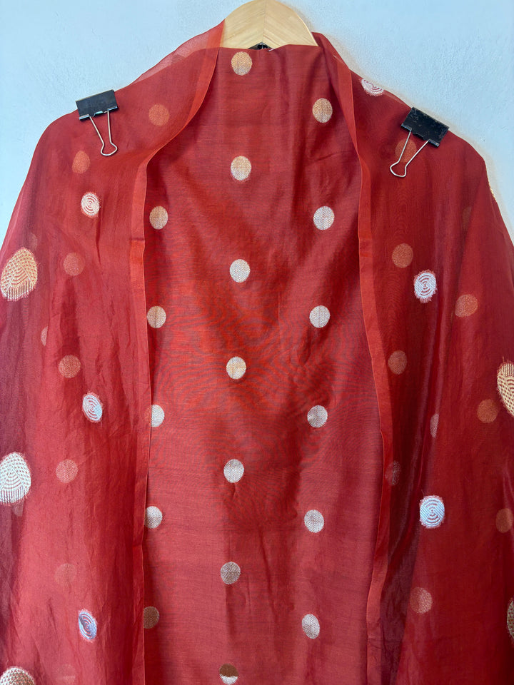 Ruhani – Orange Pure Silk Maheshwari Zari Woven Ensemble DBPRO02