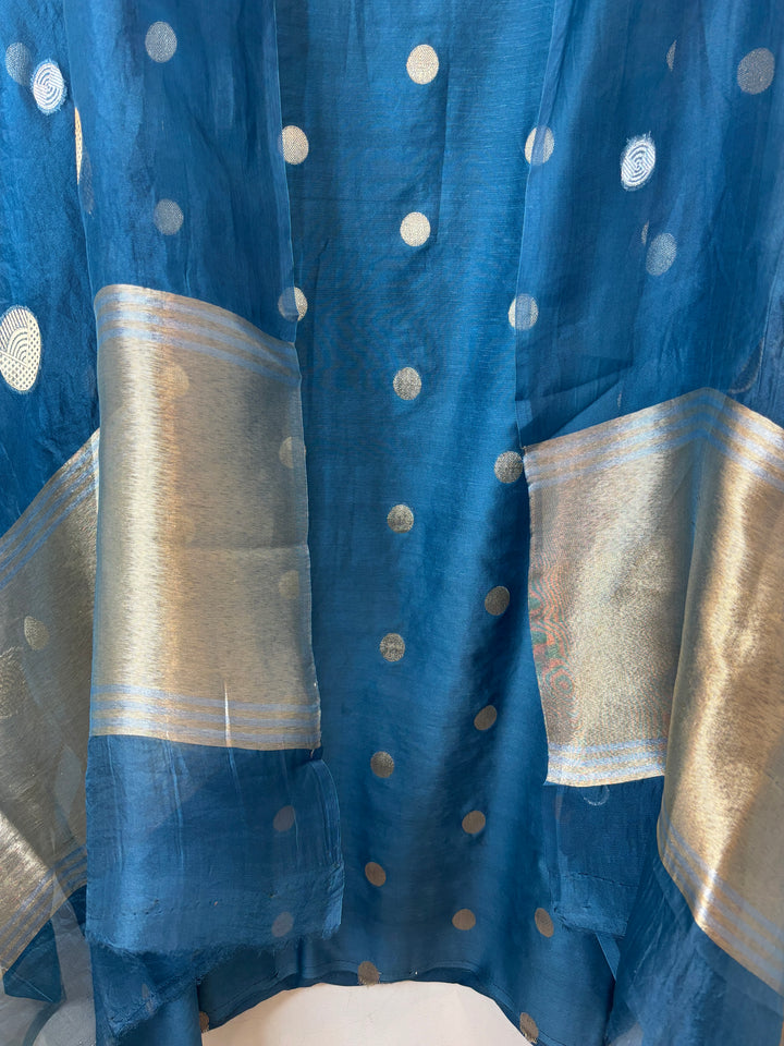 Ruhani – Teal Blue Pure Silk Maheshwari Zari Woven Ensemble DBPRO07
