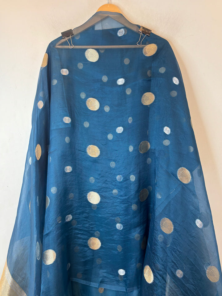 Ruhani – Teal Blue Pure Silk Maheshwari Zari Woven Ensemble DBPRO07