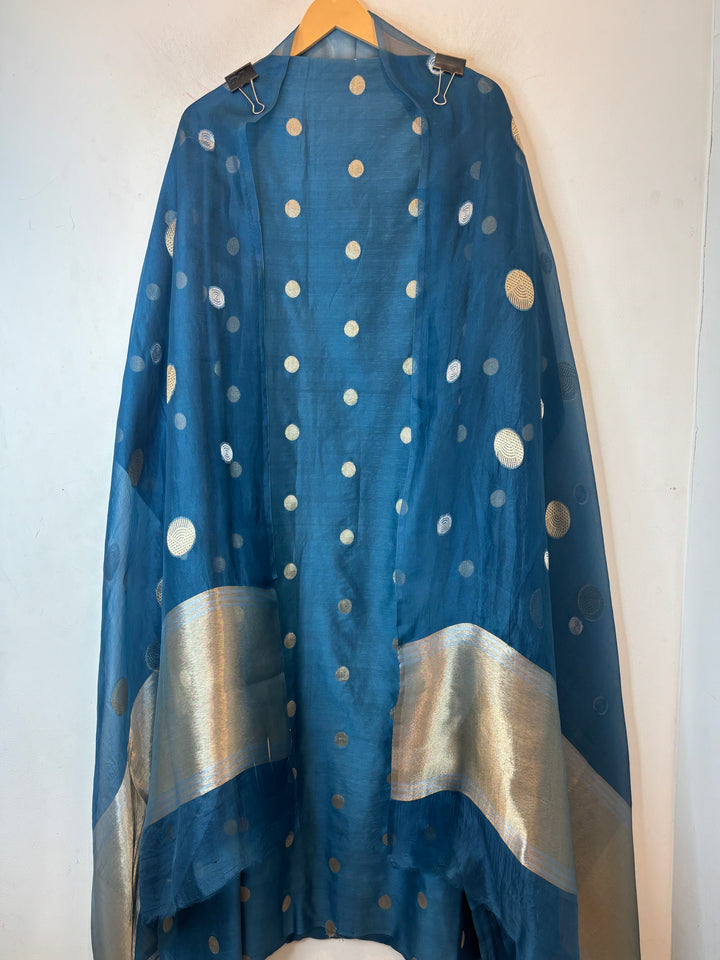 Ruhani – Teal Blue Pure Silk Maheshwari Zari Woven Ensemble DBPRO07