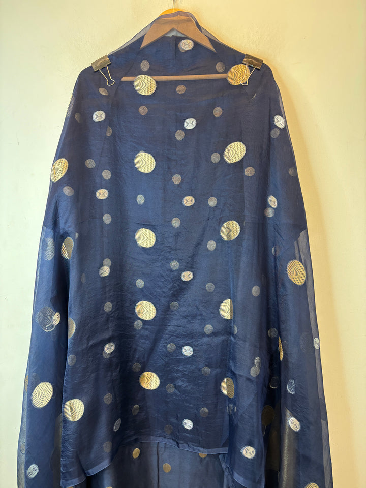 Ruhani – Navy Blue Pure Silk Maheshwari Zari Woven Ensemble DBPRO03