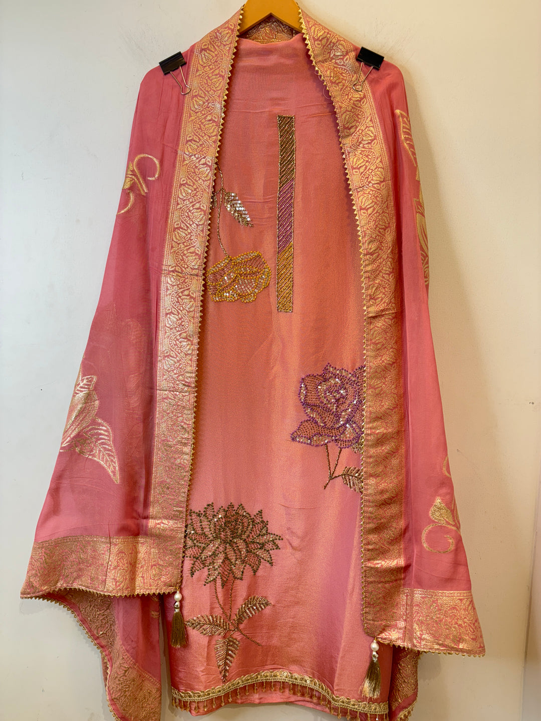 Ziya – Tissue Shimmer Suit with Banarasi Organza Dupatta