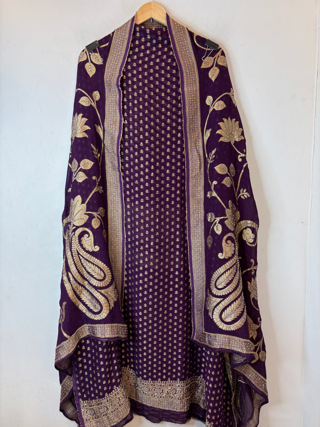 Saira – Purple Pure Khadi Georgette Banarasi Beaded Ensemble