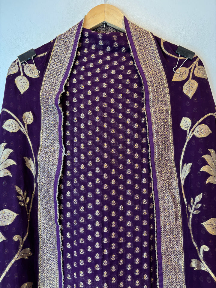 Saira – Purple Pure Khadi Georgette Banarasi Beaded Ensemble