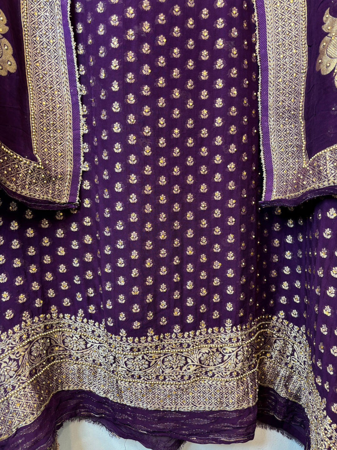 Saira – Purple Pure Khadi Georgette Banarasi Beaded Ensemble