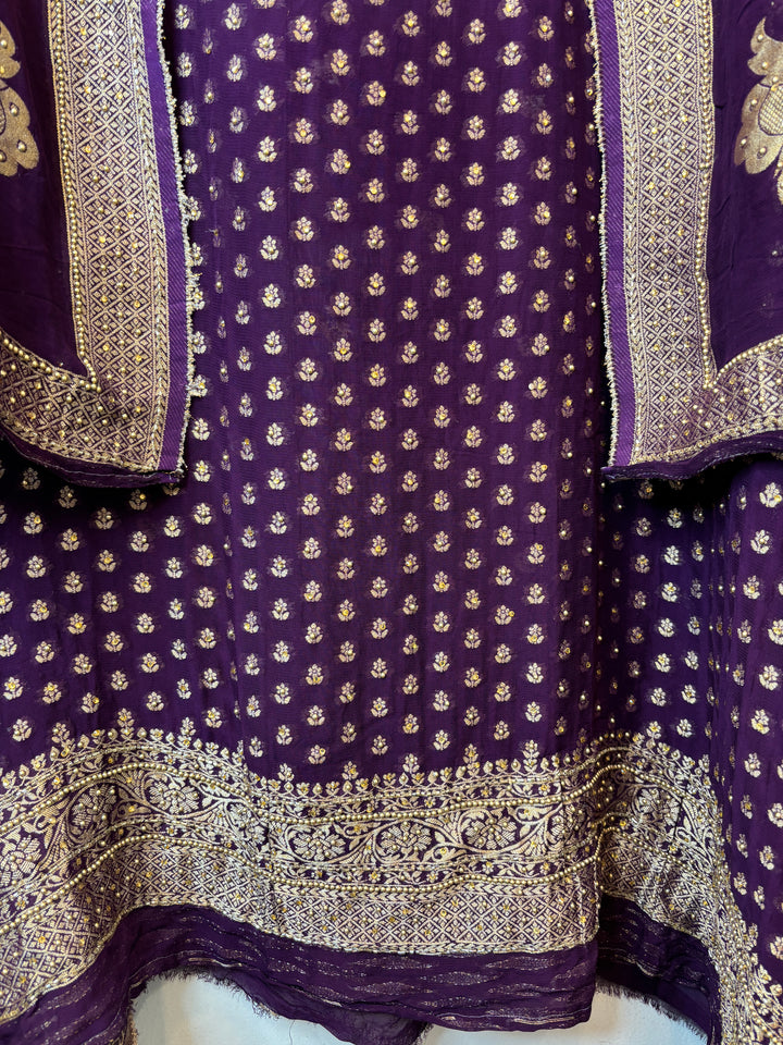 Saira – Purple Pure Khadi Georgette Banarasi Beaded Ensemble
